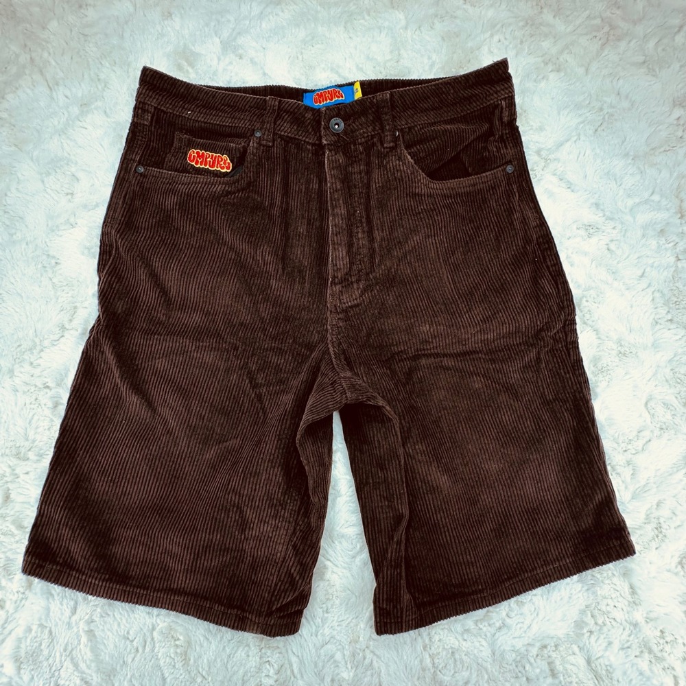 Empyre Mens Brown Corduroy Skate Shorts Baggy Wide Wale Size 32 Streetwear - Picture 3 of 8